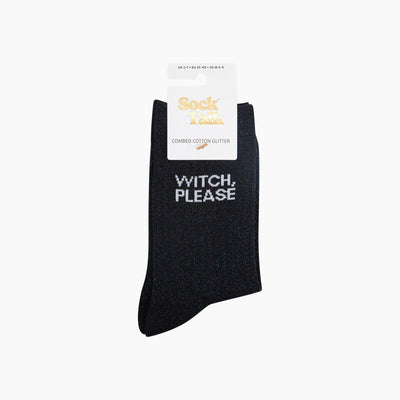 Sock Talk Witch Please Combed Cotton Glitter Socks in Black at Bibelot Leek UK Stockist
