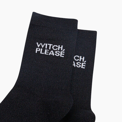 Sock Talk Witch Please Combed Cotton Glitter Socks in Black at Bibelot Leek UK Stockist