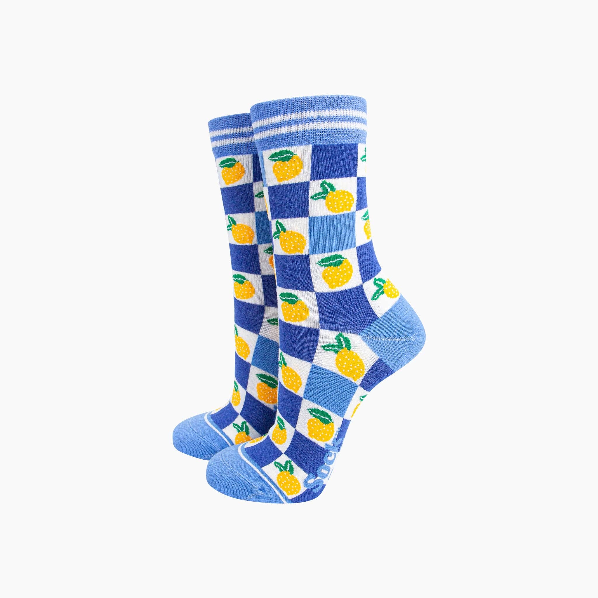 Sock Talk Women's Lemon Checkerboard Bamboo Socks at Bibelot Leek UK Stockist