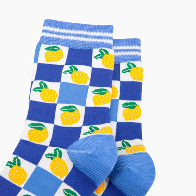 Sock Talk Women's Lemon Checkerboard Bamboo Socks at Bibelot Leek UK Stockist