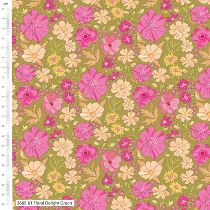 Sweet Blooms by The Crafty Pie: Floral Delight Green 3665-01
