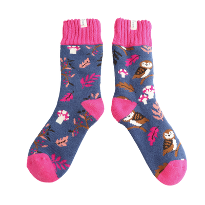 Miss Sparrow Winter Woodland Navy Socks Bibelot UK Stockist