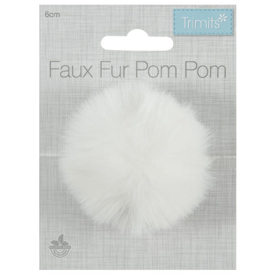 Faux Fur White Pom Pom: Medium