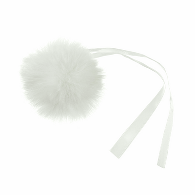 Faux Fur White Pom Pom: Medium