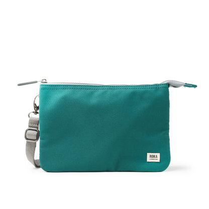 Roka Carnaby Crossbody XL Teal Recycled Canvas Bibelot Leek Staffordshire UK