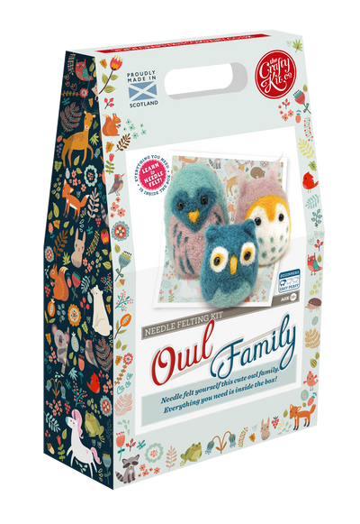 The Crafty Kit Owl Family Needle Felting Craft Kit at Bibelot Leek