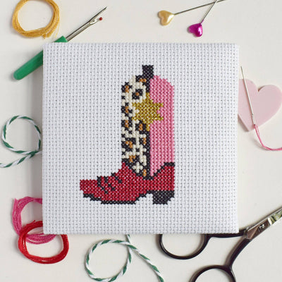 The Make Arcade 'Cowgirl Boot' Mini Cross Stitch Kit at Bibelot, Leek