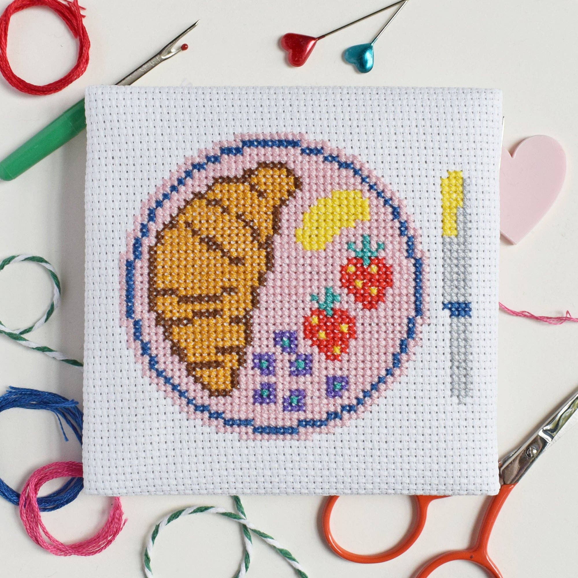 The Make Arcade 'Croissant' Mini Cross Stitch Kit at Bibelot, Leek