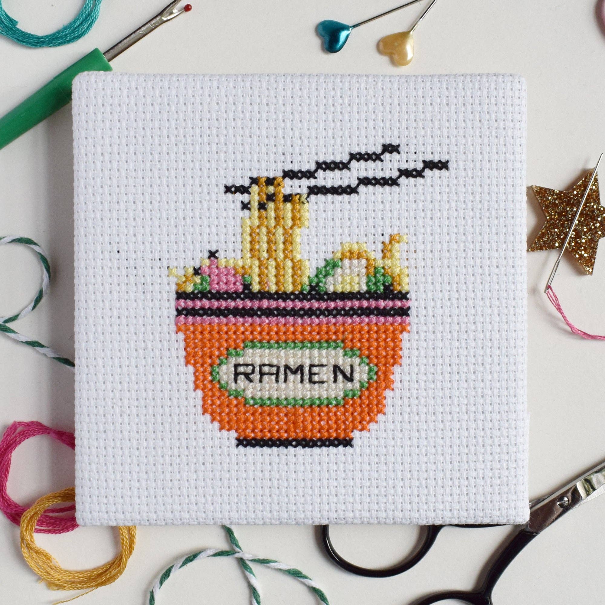 The Make Arcade 'Ramen' Mini Cross Stitch Kit at Bibelot, Leek
