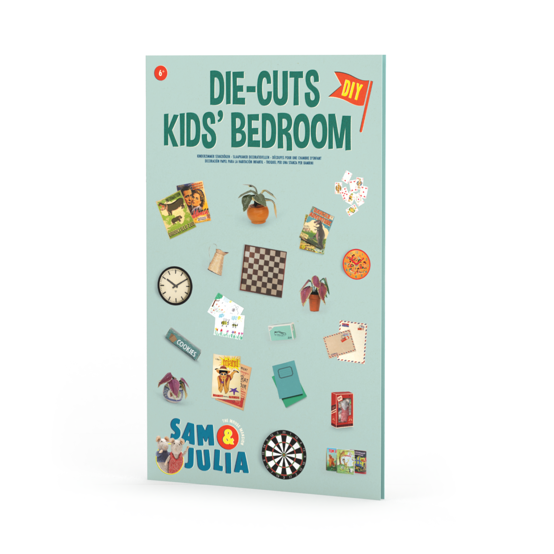Book cover of 'Die-Cuts Kids' Bedroom' by Sam & Julia on a light blue background