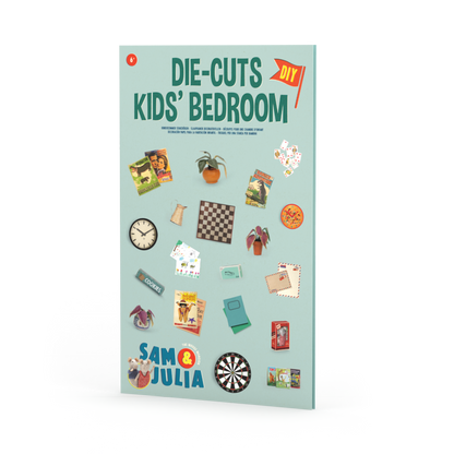 Book cover of 'Die-Cuts Kids' Bedroom' by Sam & Julia on a light blue background