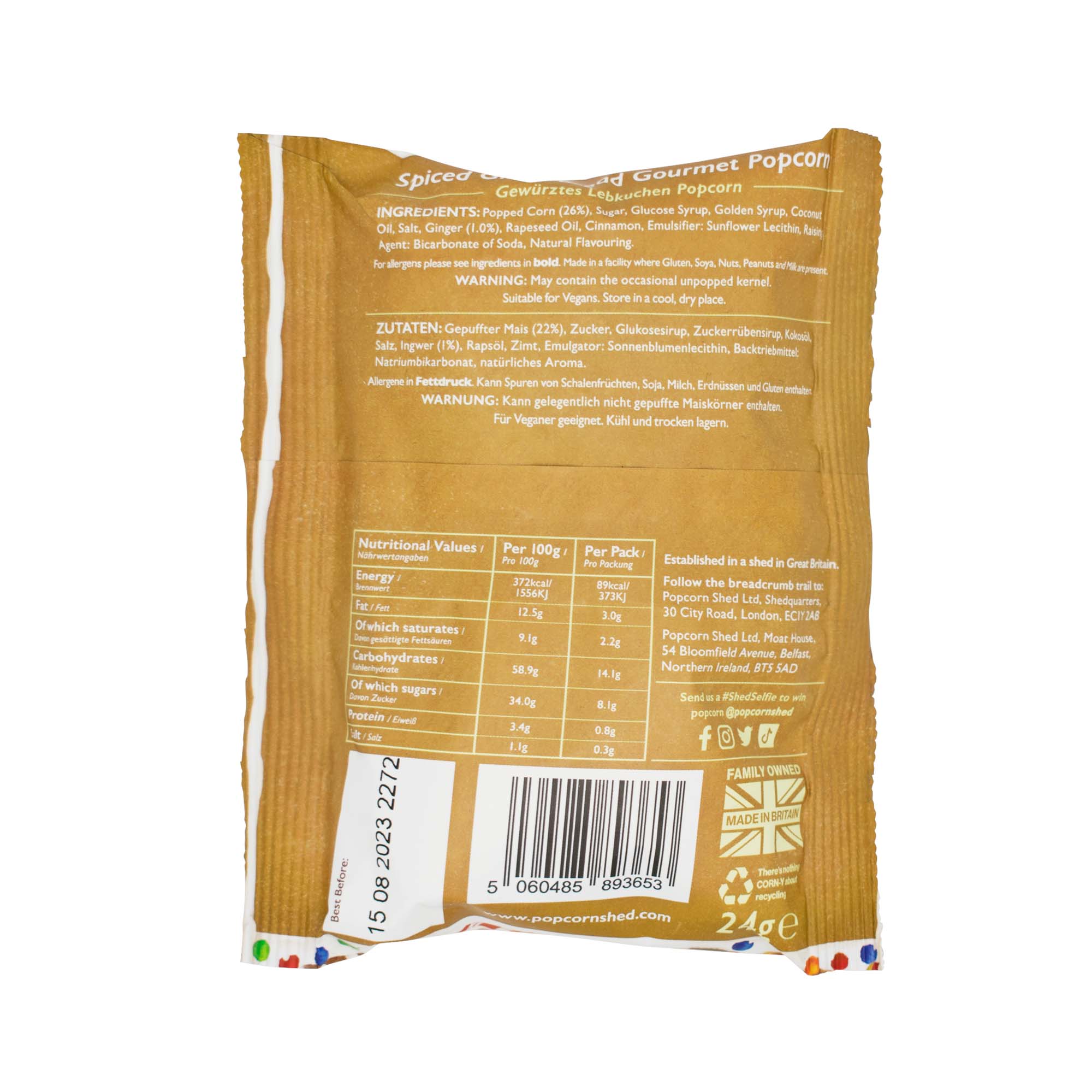 The Popcorn Shed Gingerbread Popcorn Snack Pack (Vegan)