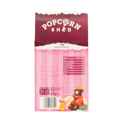 Popcorn Shed packaging with a bear illustration on a white background