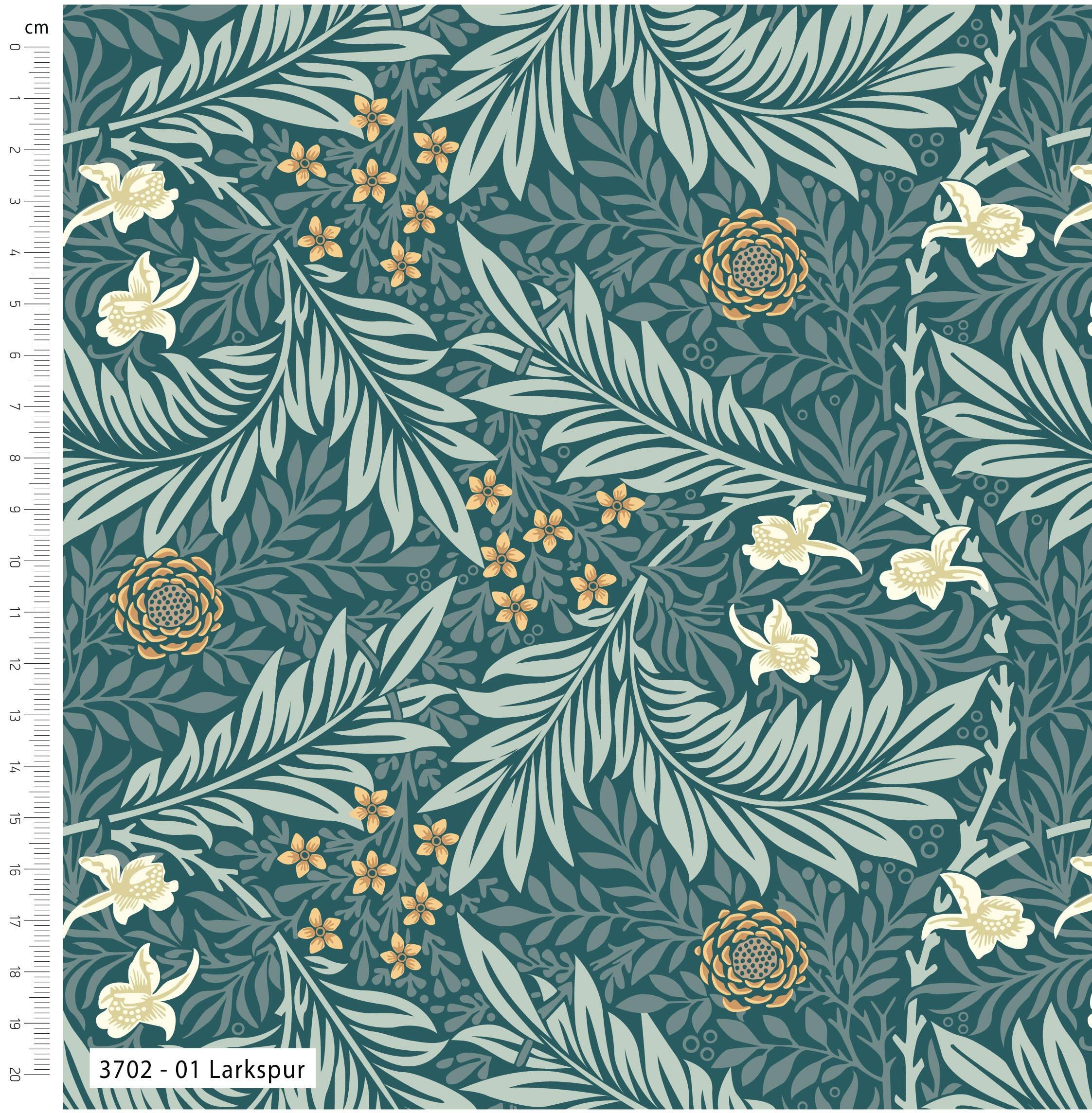 V&A William Kelmscott Garden - Larkspur 3702-01 cotton fabric