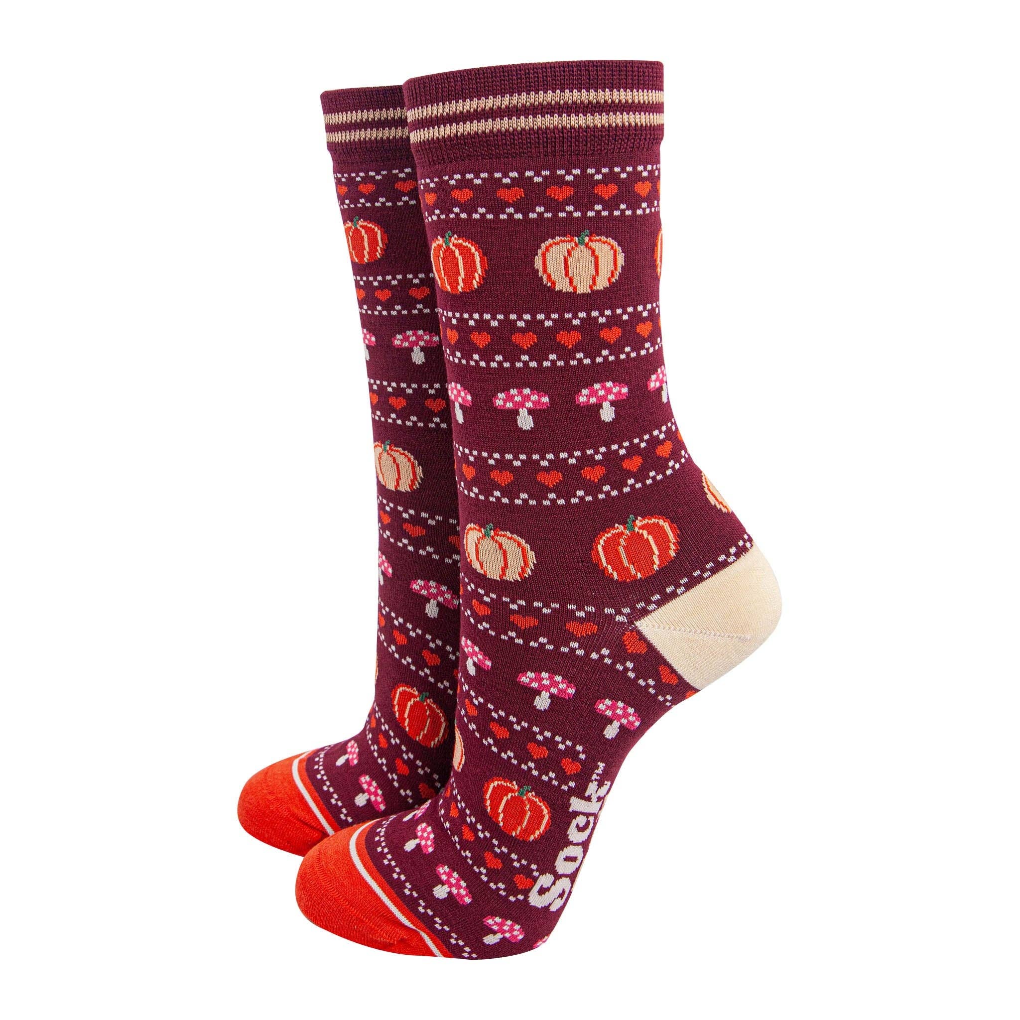 Women's Bamboo Socks - Berry/Orange, Pumpkin and Toadstool