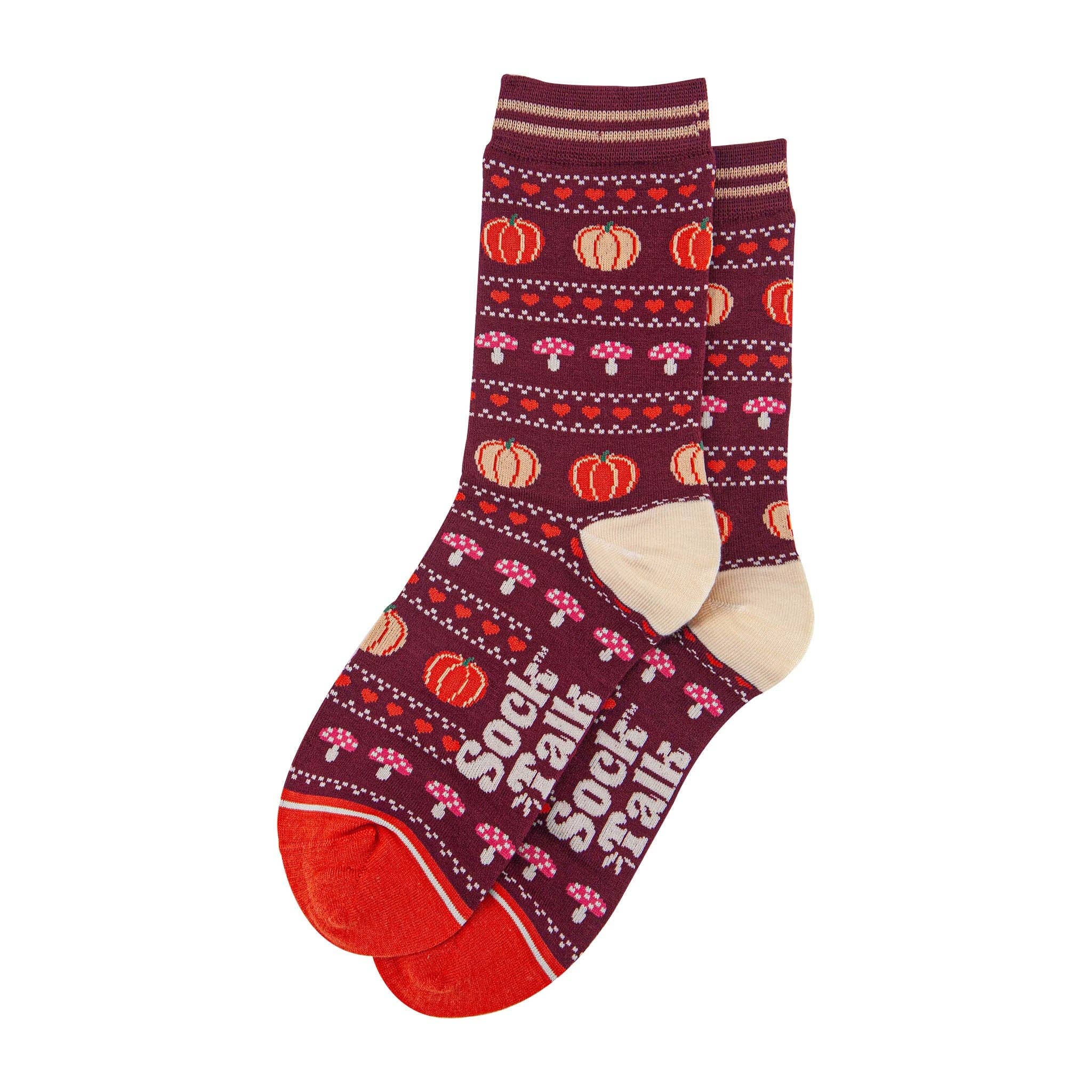 Women's Bamboo Socks - Berry/Orange, Pumpkin and Toadstool