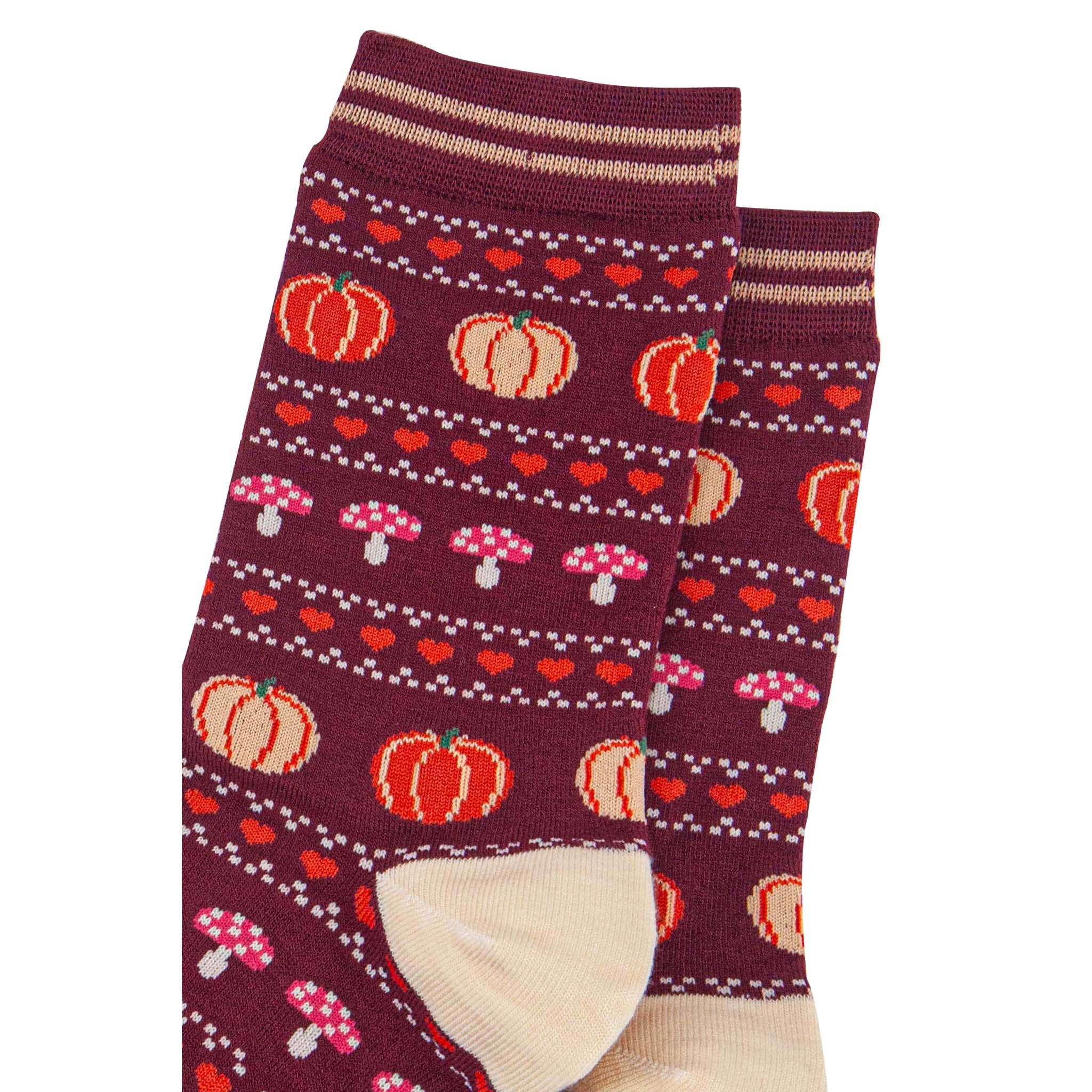 Women's Bamboo Socks - Berry/Orange, Pumpkin and Toadstool