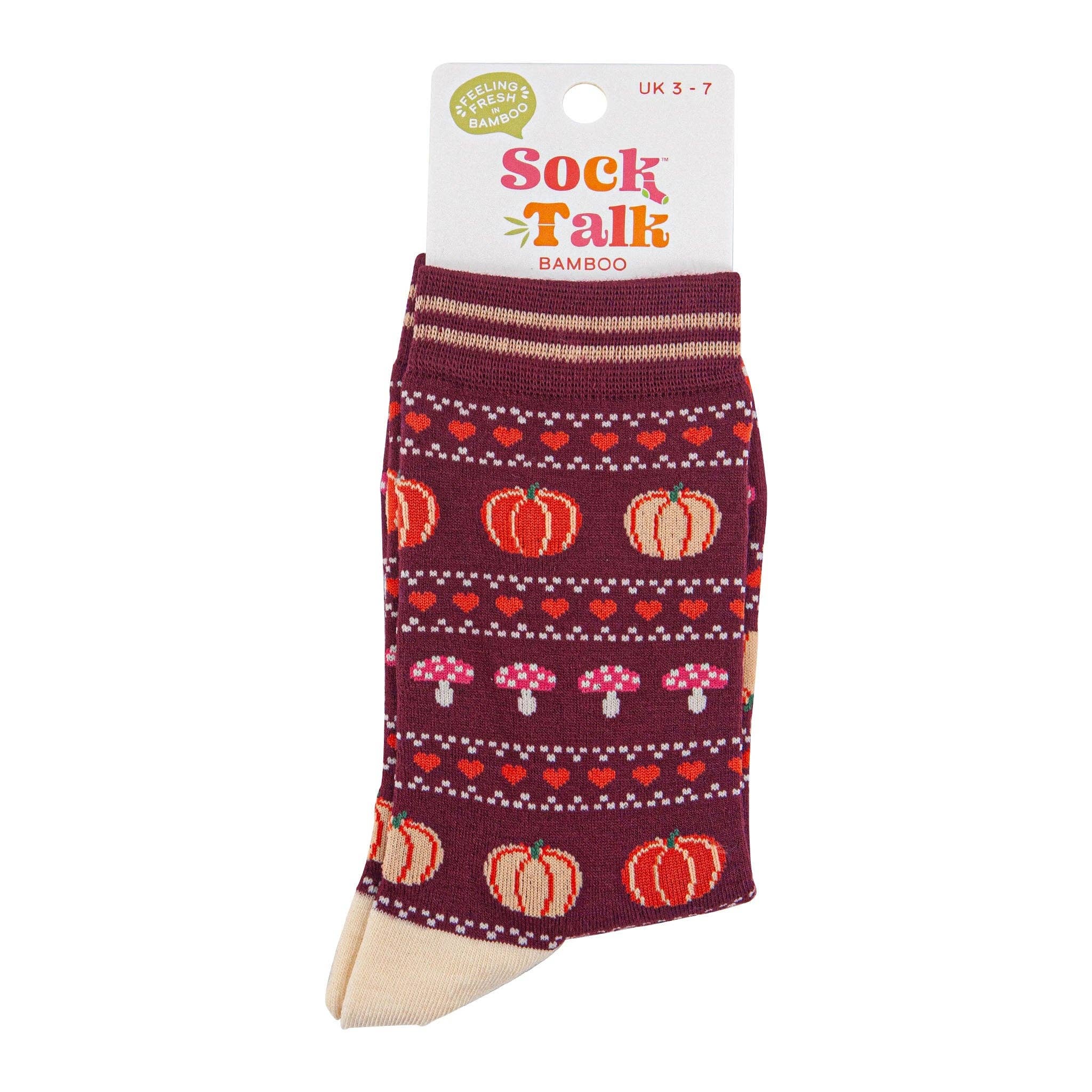 Women's Bamboo Socks - Berry/Orange, Pumpkin and Toadstool