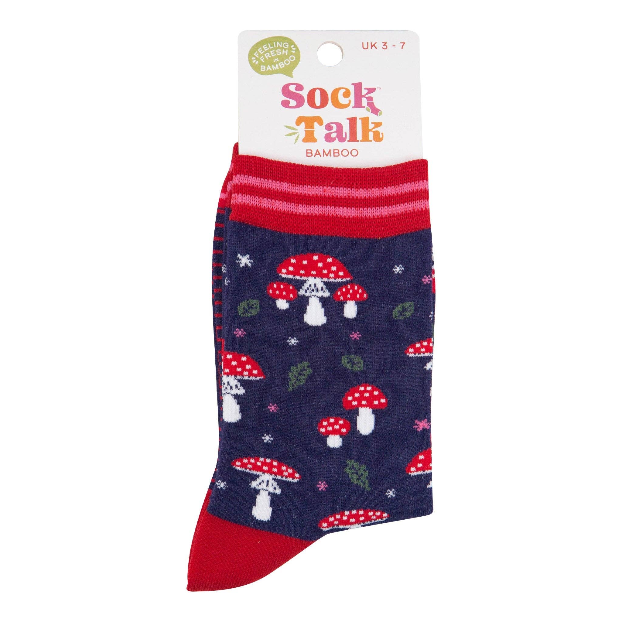 Women's Bamboo Socks - Navy Blue/Red, Toadstools