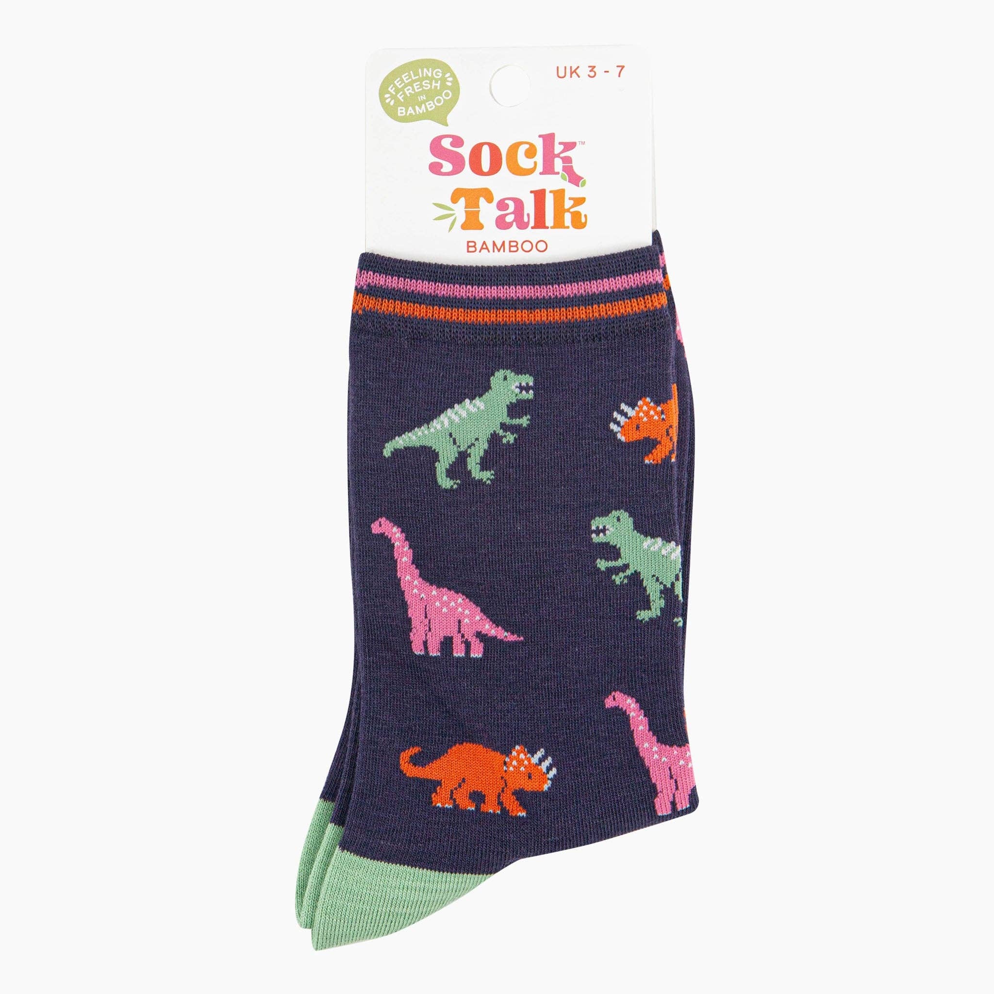 Women's Bamboo Socks - Navy/Multi, Dinosaurs