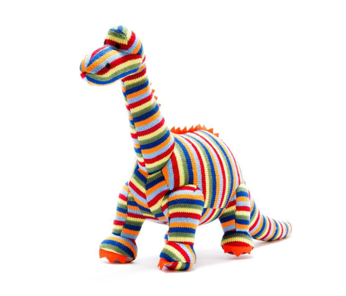 Best Years Knitted Dinosaur Stripe Diplodocus Toy image 0