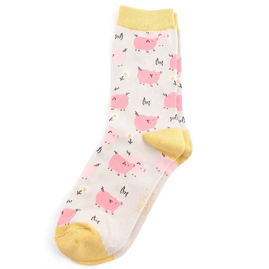 Miss Sparrow Pretty Pigs Socks: Silver image 0