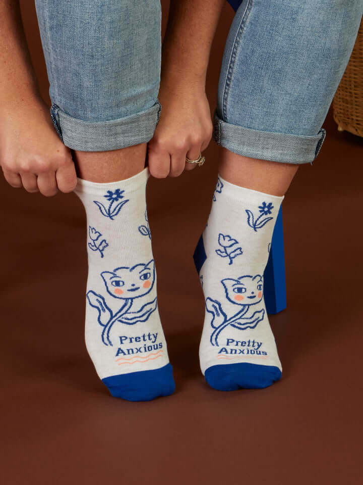 Blue Q 'Pretty Anxious' Women's Ankle Socks image 1