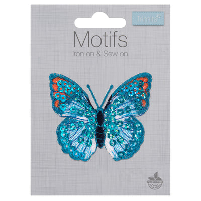 Iron-On Motif: Blue Sequin Butterfly image 1