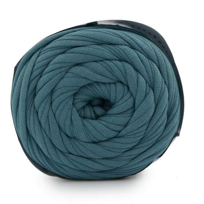 Teal skein of yarn on a white background