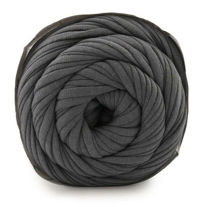 Gray skein of yarn on a white background