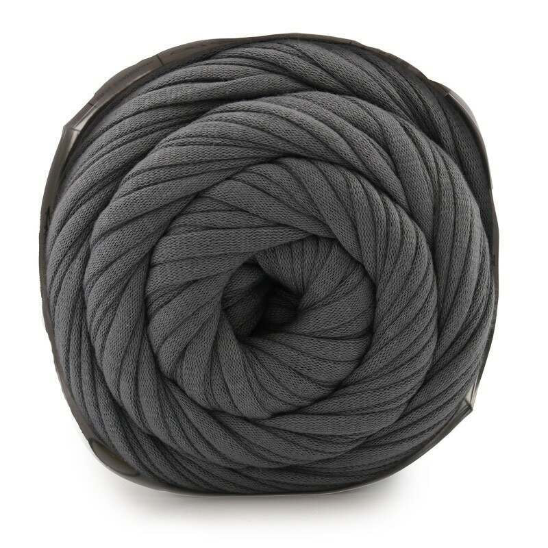 Gray skein of yarn on a white background