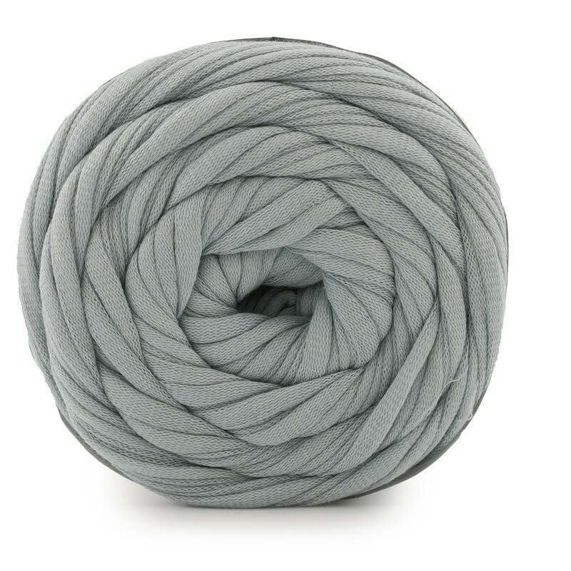 Gray skein of yarn on a white background