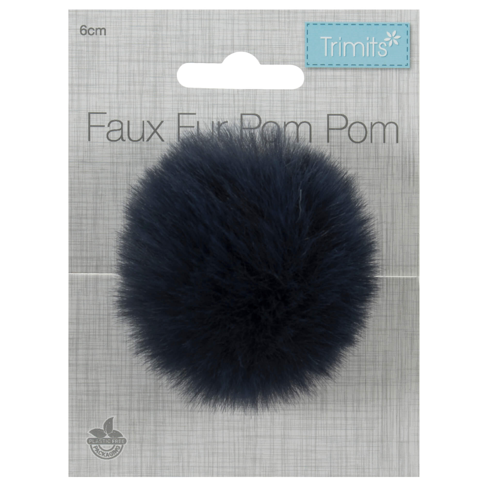 Faux Fur Navy Pom Pom: Medium image 1