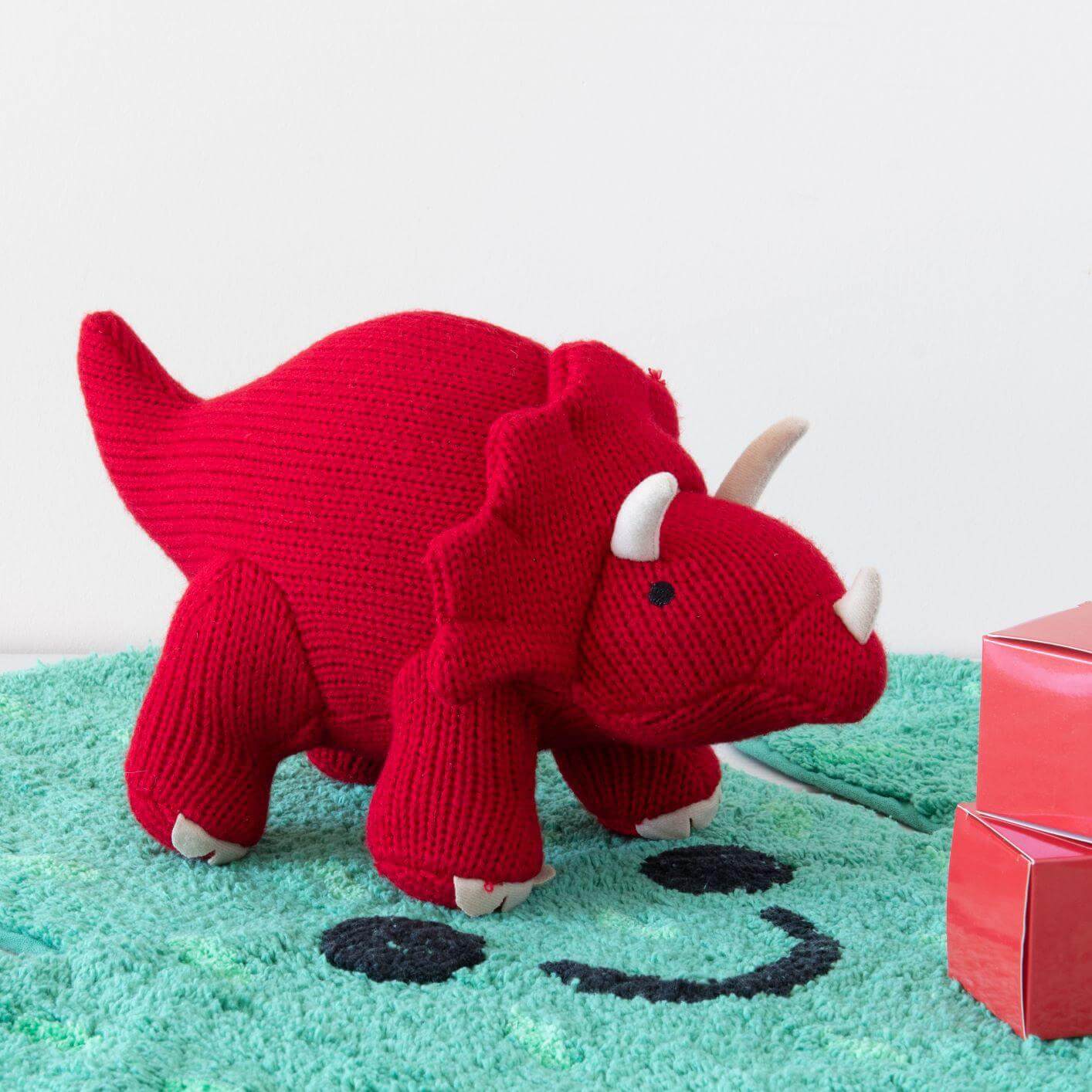 Best Years Small Red Triceratops Knitted Rattle image 0