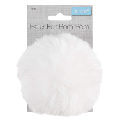 Faux Fur White Pom Pom: Large image 1