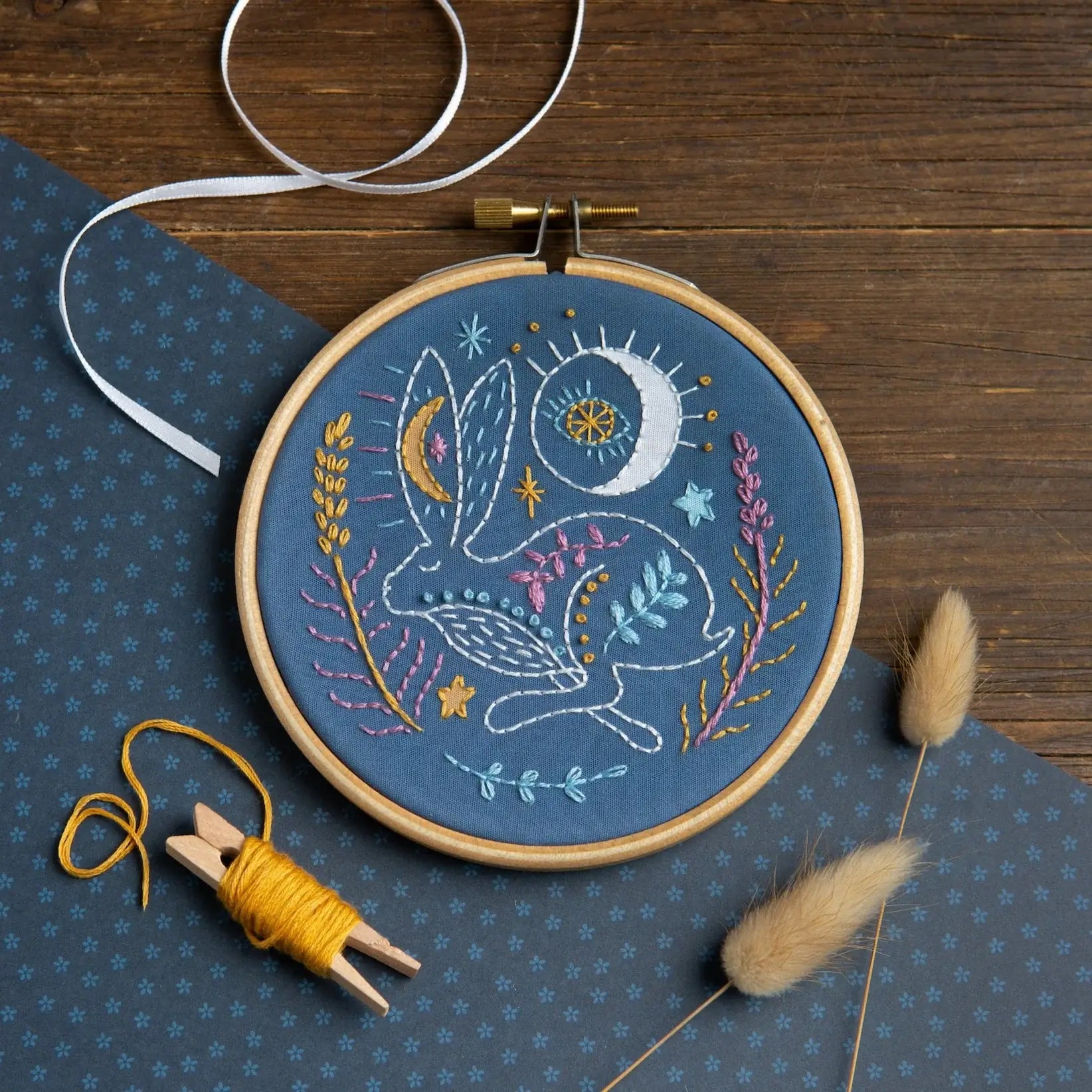 Celestial Hare Mini Embroidery Kit image 0