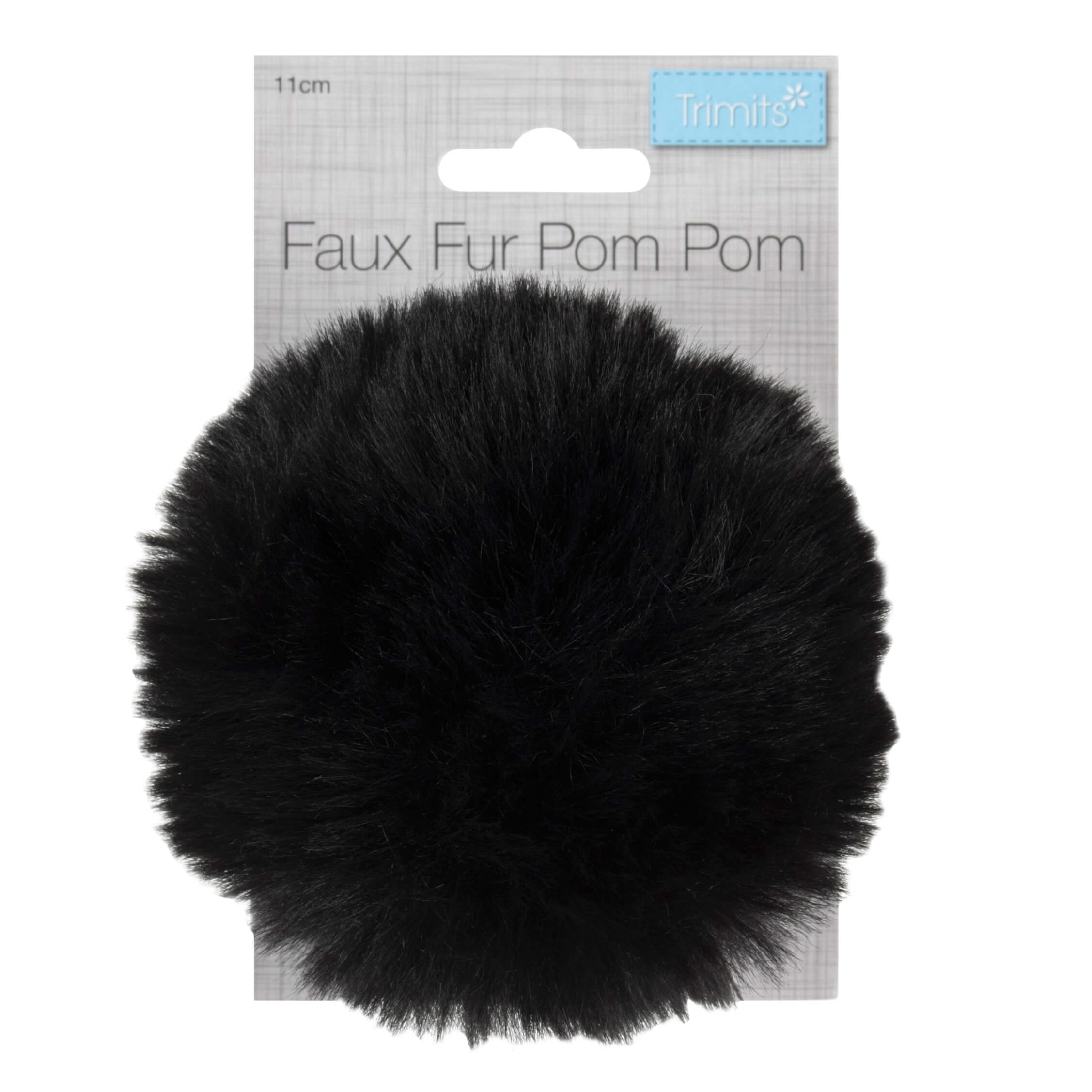 Faux Fur Black Pom Pom: Large image 1