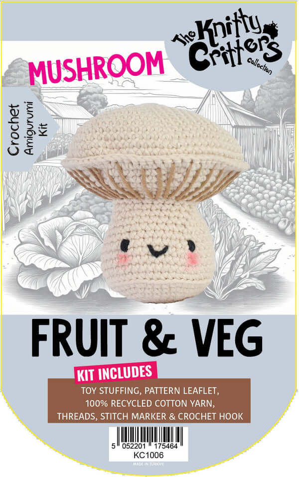 Knitty Critters Pouch Pals 1 - Mushroom Amigurumi Crochet Kit image 0
