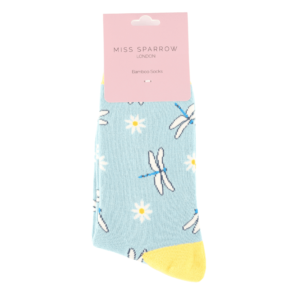Miss Sparrow Dragonflies &amp; Daisies Socks: Blue image 0