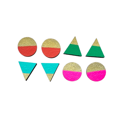 Retro Brights Gold Edge Stud Earrings Set