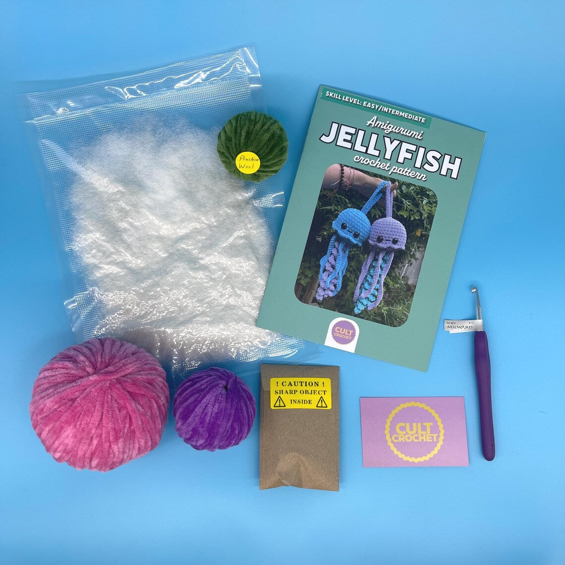 Cult Crochet Jellyfish Crochet Kit – Amigurumi Chenille Craft Kit at Bibelot Leek UK Stockist