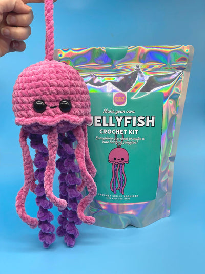 Cult Crochet Jellyfish Crochet Kit – Amigurumi Chenille Craft Kit at Bibelot Leek UK Stockist