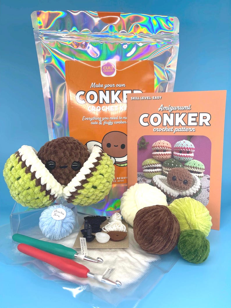 Cult Crochet Conker Crochet Kit – Amigurumi Chenille Craft Kit at Bibelot Leek UK Stockist