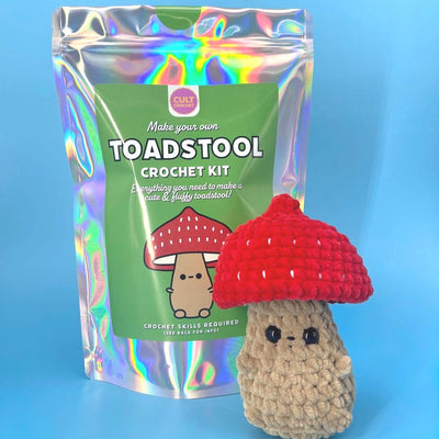 Cult Crochet Toadstool Crochet Kit – Amigurumi Chenille Craft Kit at Bibelot Leek UK Stockist