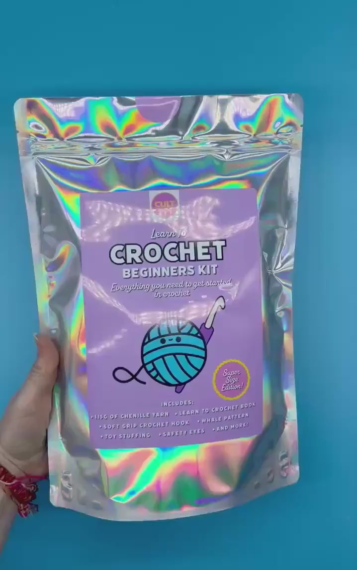 Cult Crochet Learn To Crochet Beginner Kit | Chenille Yarn Whale Plushie at Bibelot Leek, UK Stockist