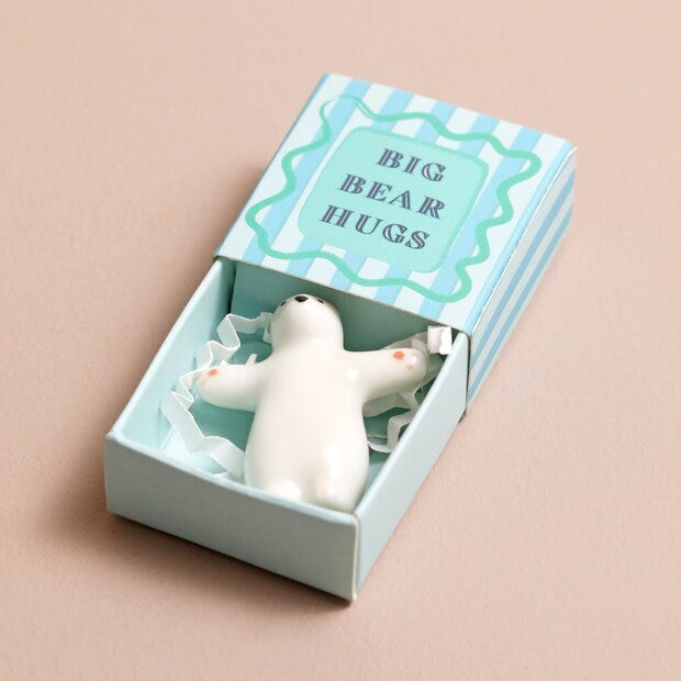 Lisa Angel Tiny Matchbox Ceramic Bear Token Bibelot Leek