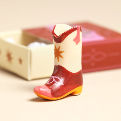 Lisa Angel Tiny Matchbox Ceramic Cowboy Boot Token at Bibelot Leek UK Stockist