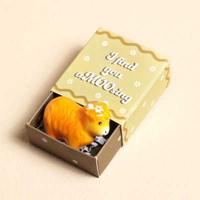 Lisa Angel Tiny Matchbox Ceramic Highland Cow Token at Bibelot Leek UK Stockist