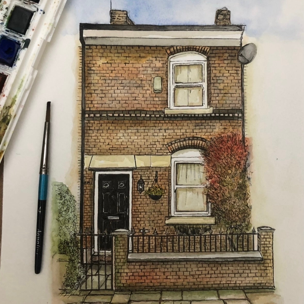 Watercolour and ink house painting workshop with Home petite Home at Bibelot Leek